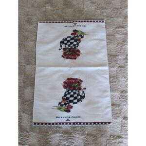 MacKenzie-Childs Tulip Tea Kettle Courtly Check Dish Towel 18" X 26" NEW!